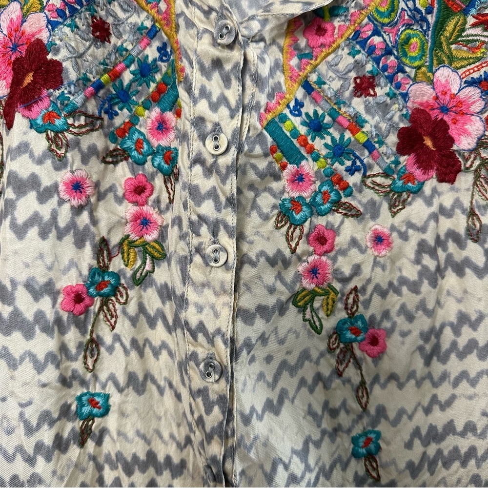Johnny Was Silk Multicolor Embroidered Tunic‎ One Size Oversized READ - Picture 4 of 10